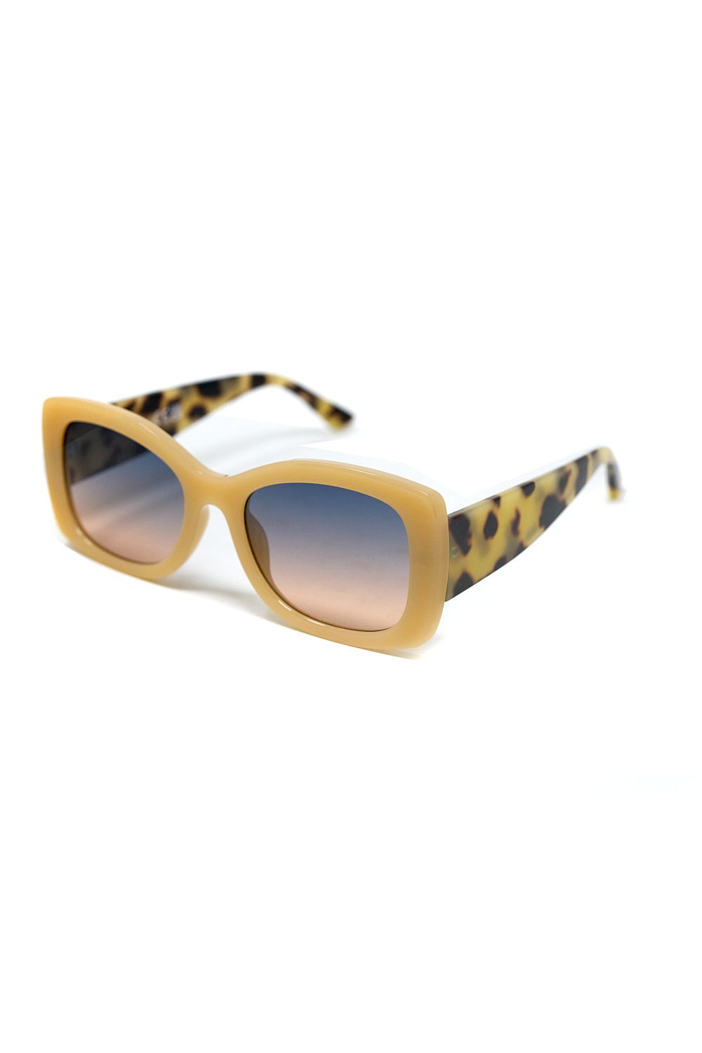 Occhiali da sole ovali oversize beige in acetato