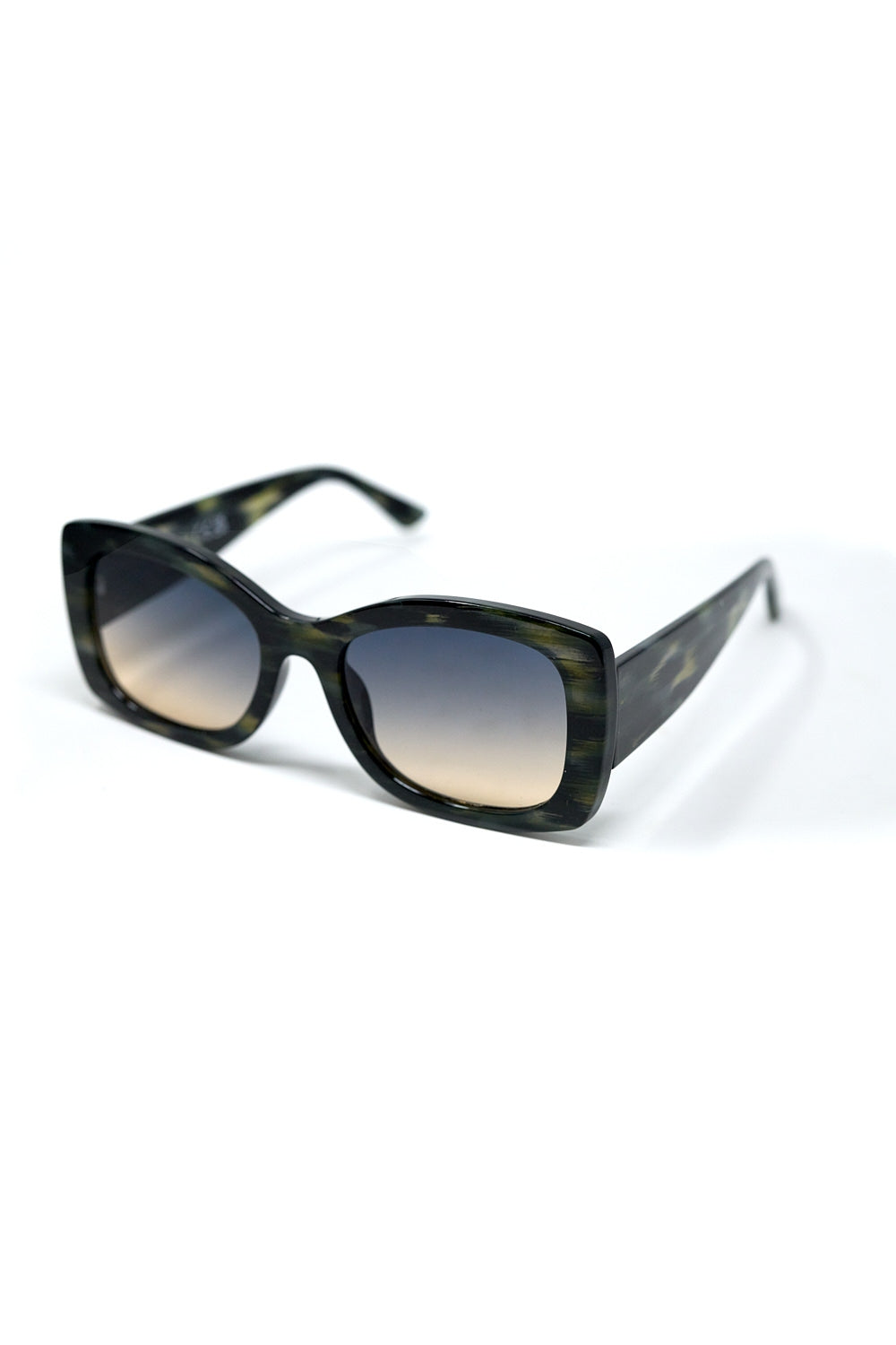 Occhiali da sole ovali oversize con guscio di tartaruga verde in acetato