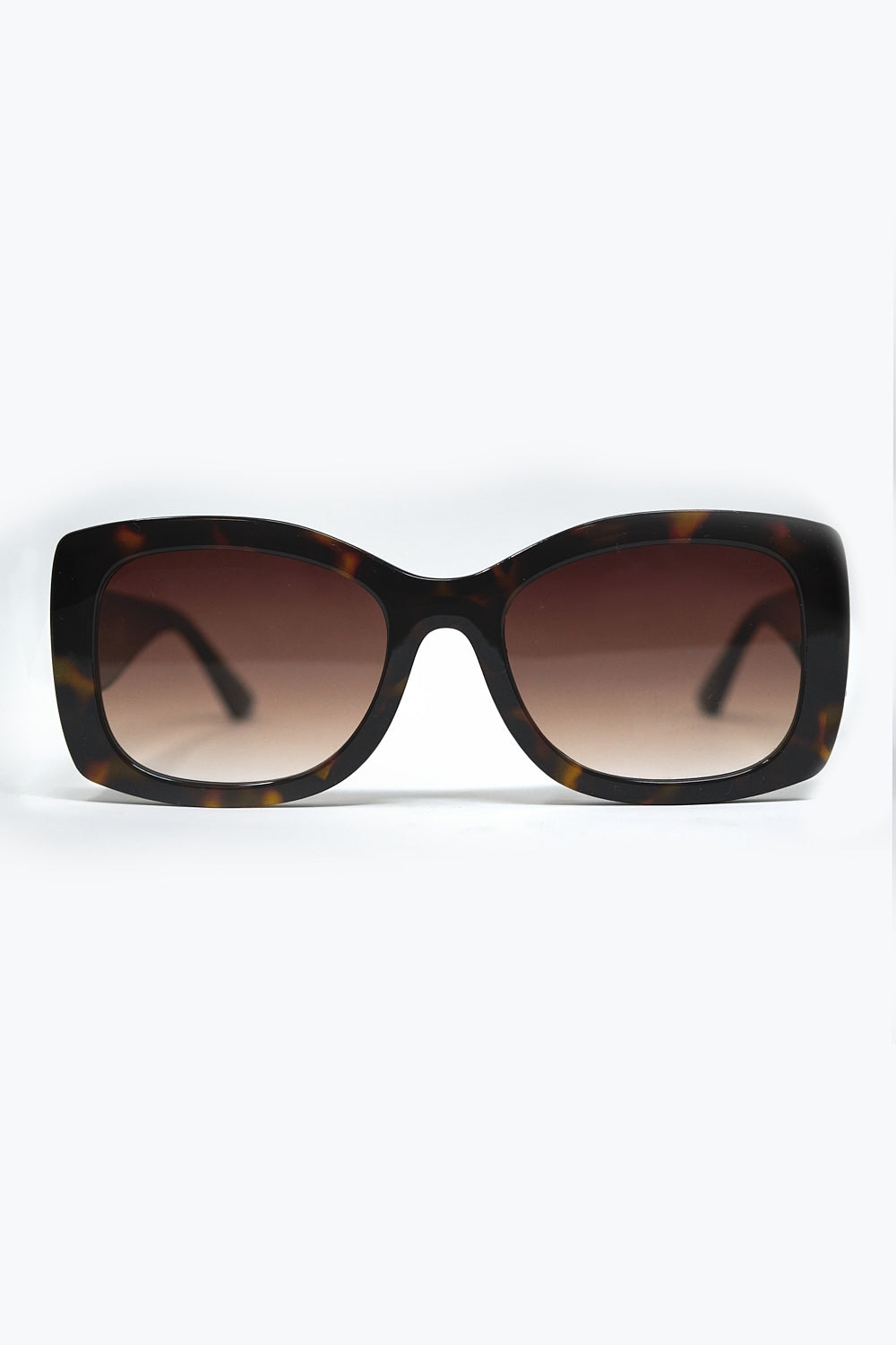 Q2 Occhiali da sole ovali oversize marroni in acetato