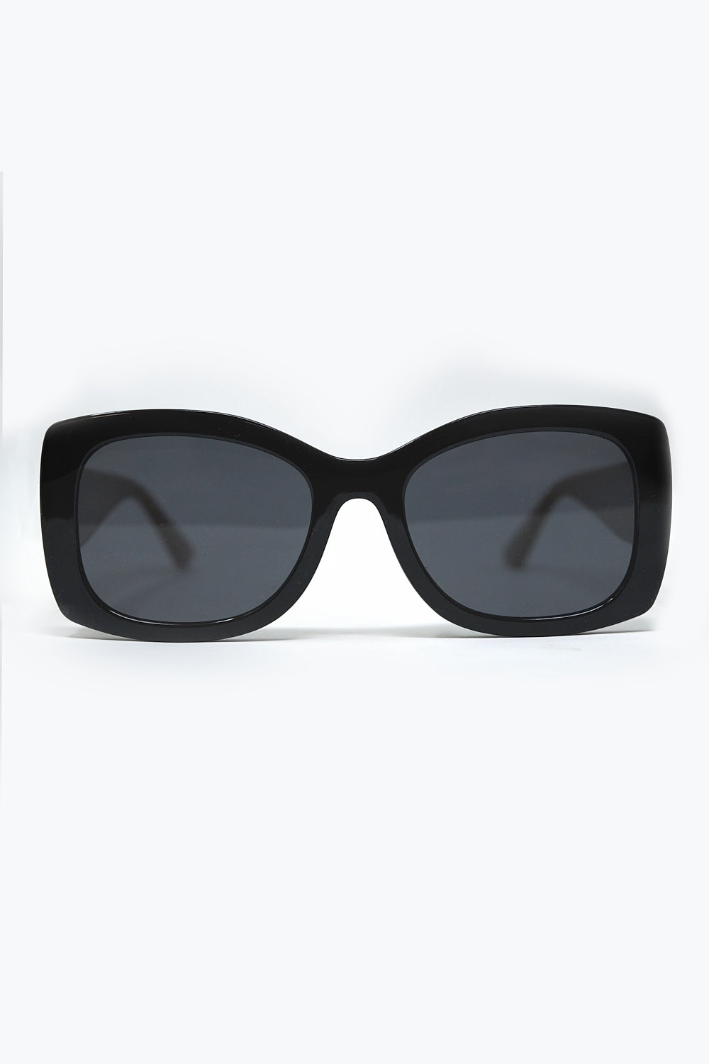 Q2 Occhiali da sole ovali oversize neri in acetato
