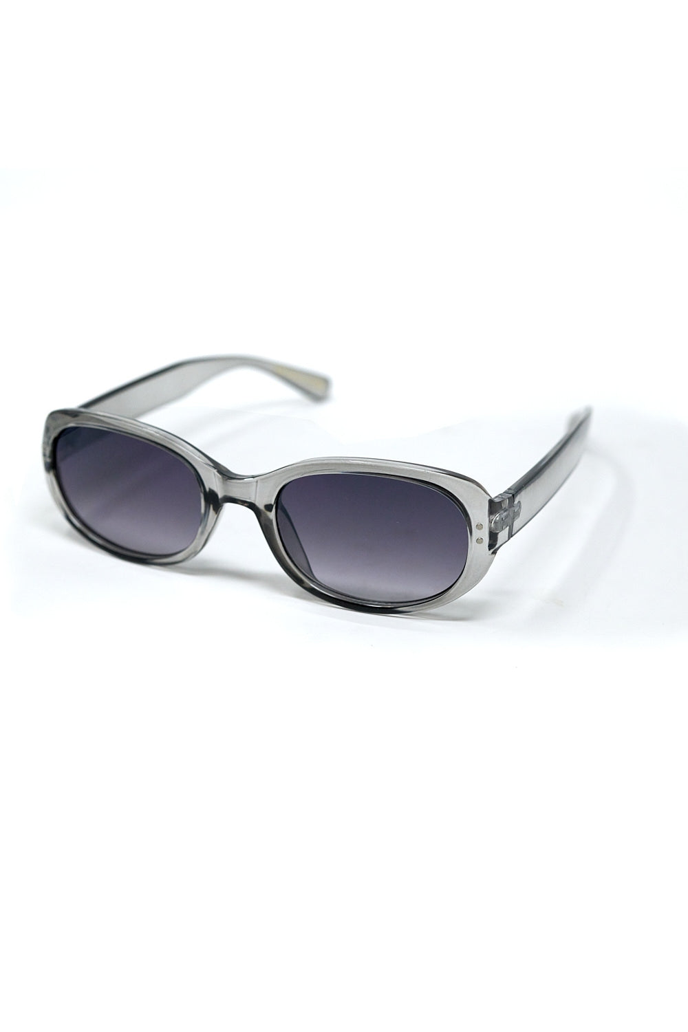 Occhiali da sole oversize ovali in acrilico grigio