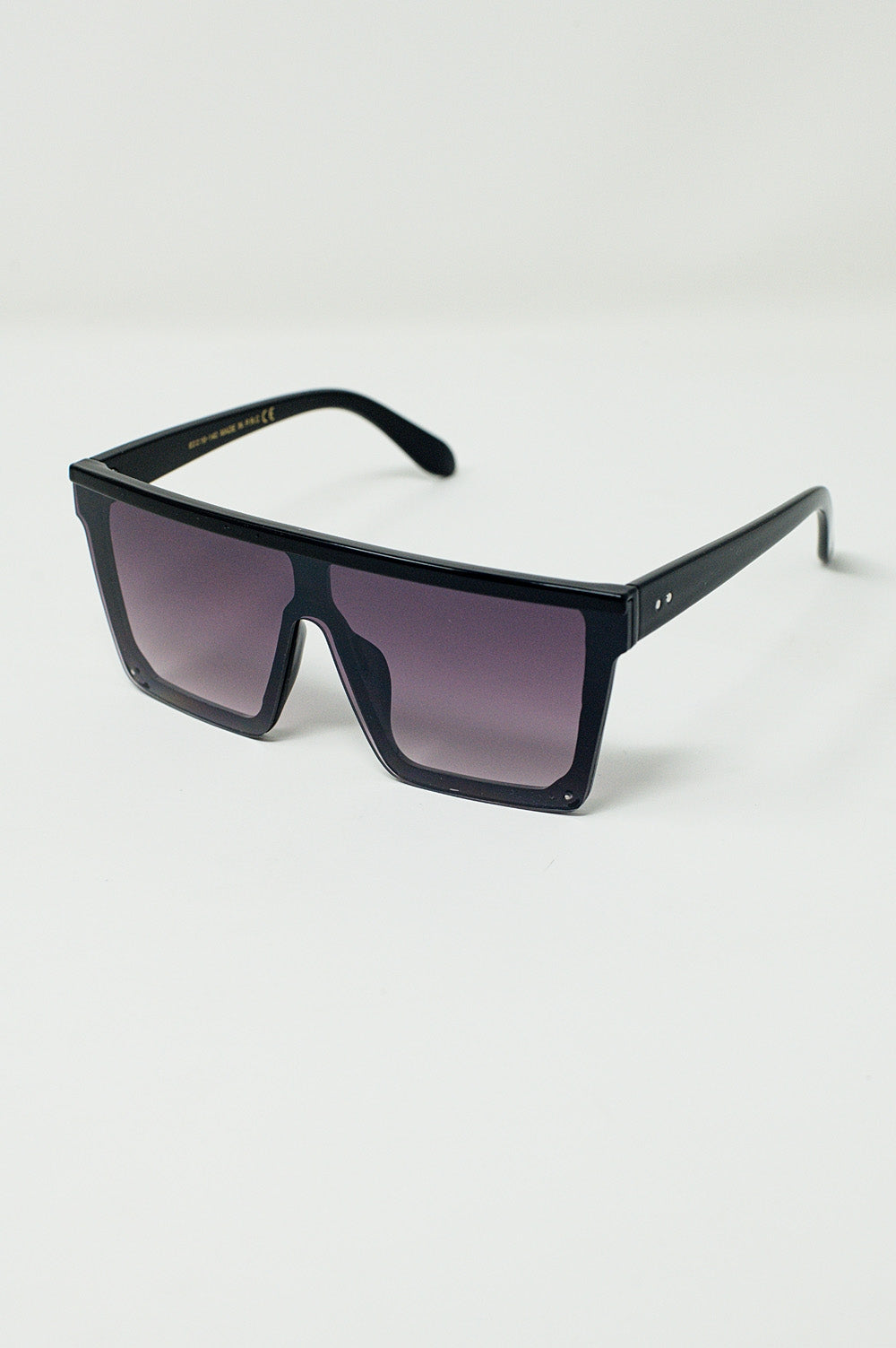 Occhiali da sole oversize quadrati anni '70 in nero