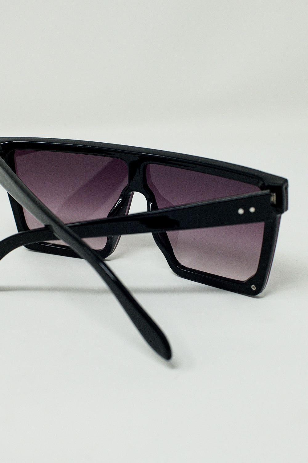 Occhiali da sole oversize quadrati anni '70 in nero