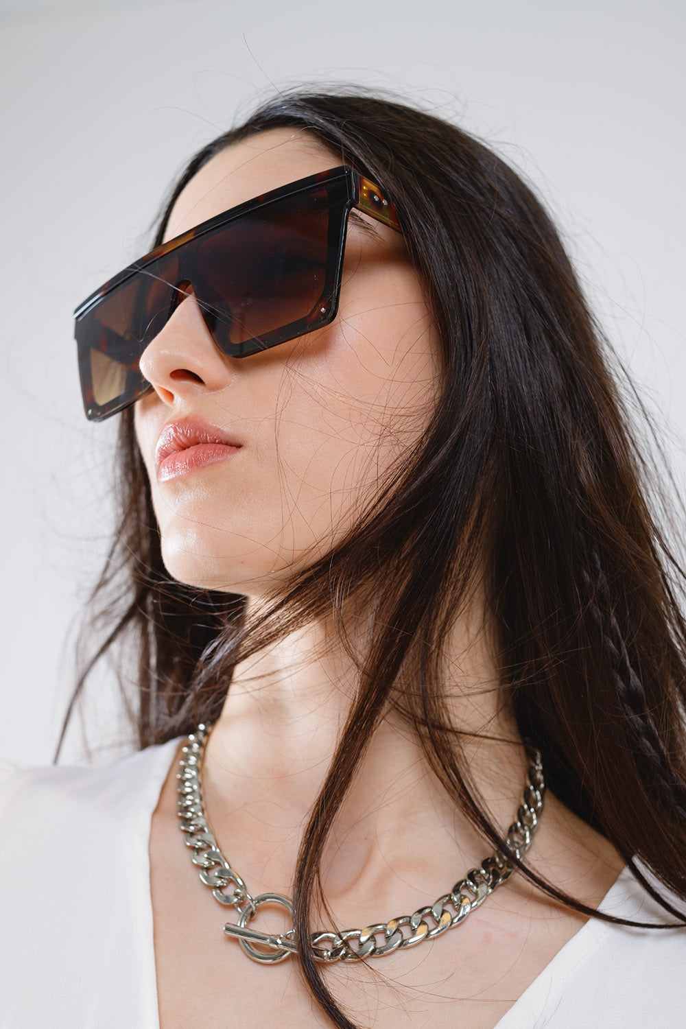 Occhiali da sole oversize squadrati da 70 in marrone