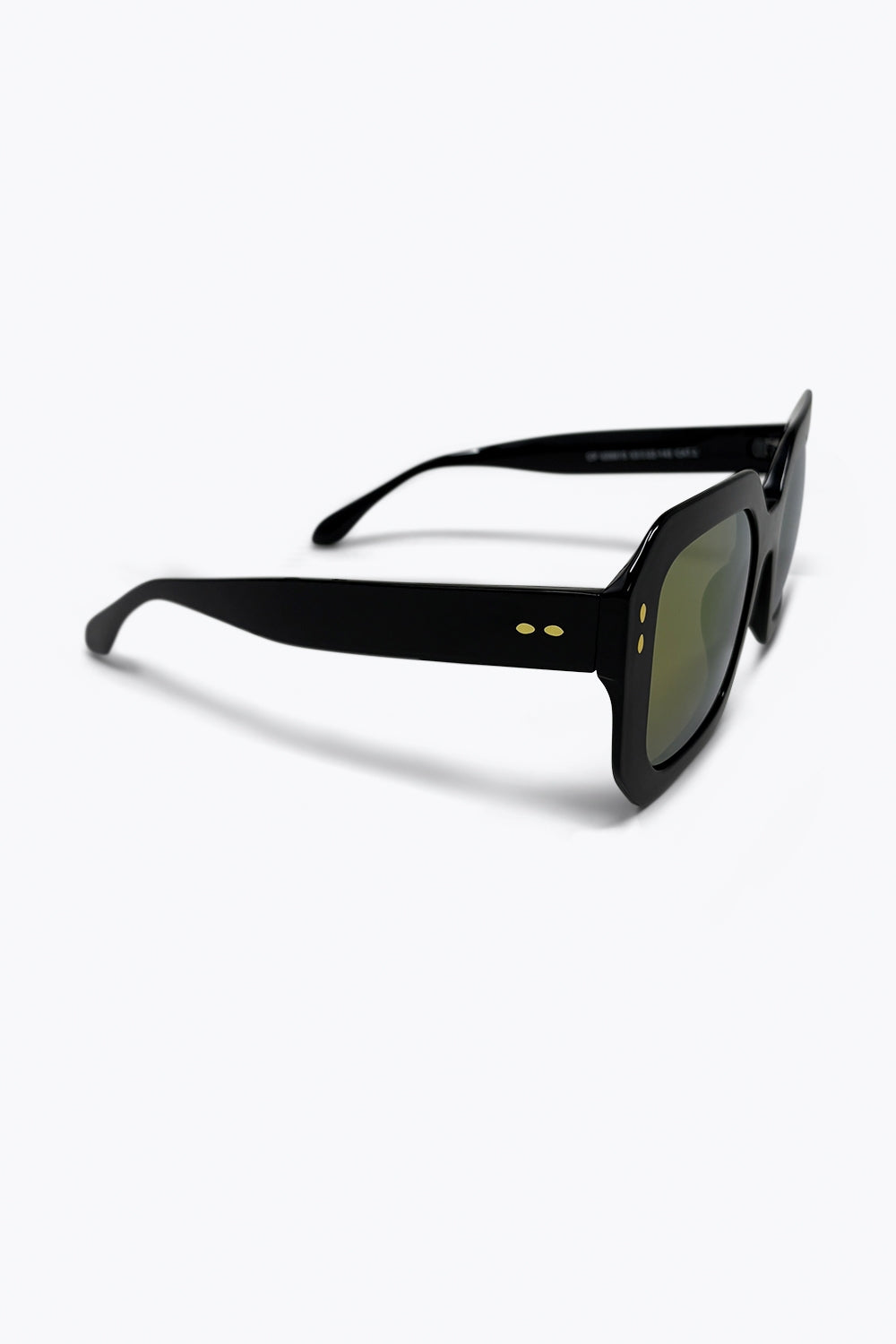 Occhiali da sole quadrati oversize in acetato nero geometrico con borchie dorate