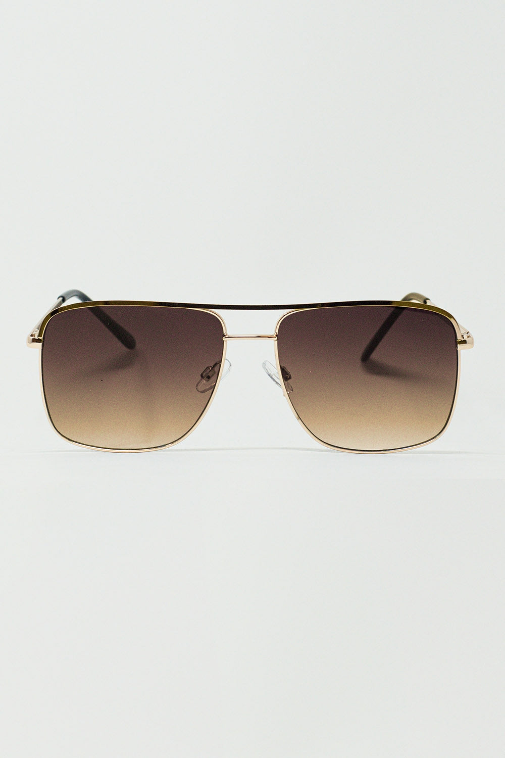 Q2 Occhiali da sole vintage con montatura dorata in marrone