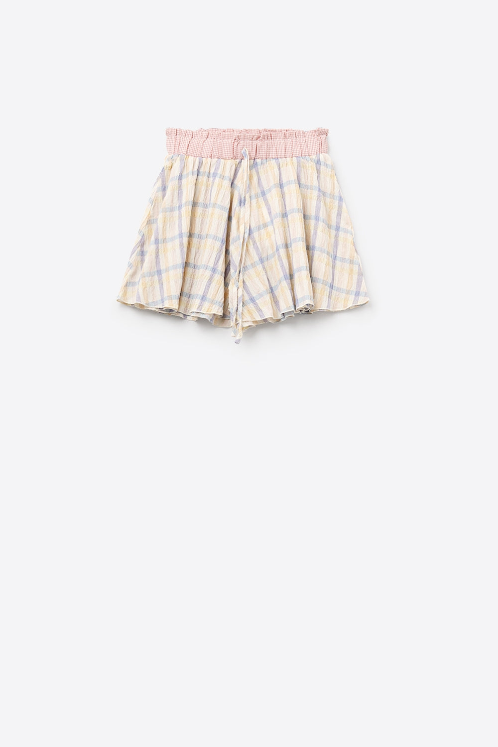 Pantaloncini fluidi a scacchi con coulisse in vita Multicolore