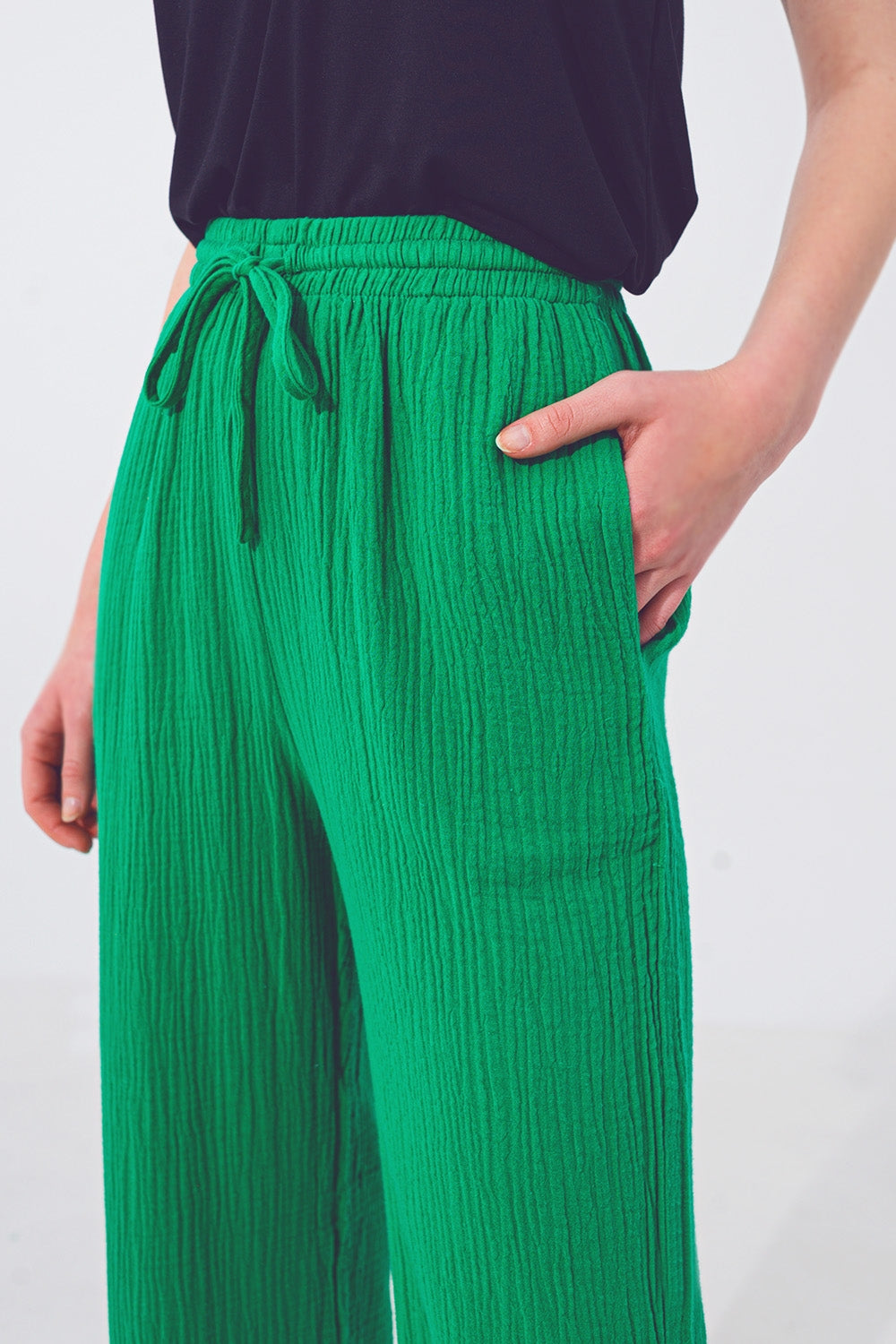 Pantalone Lungo e Strutturati di Colore Verde
