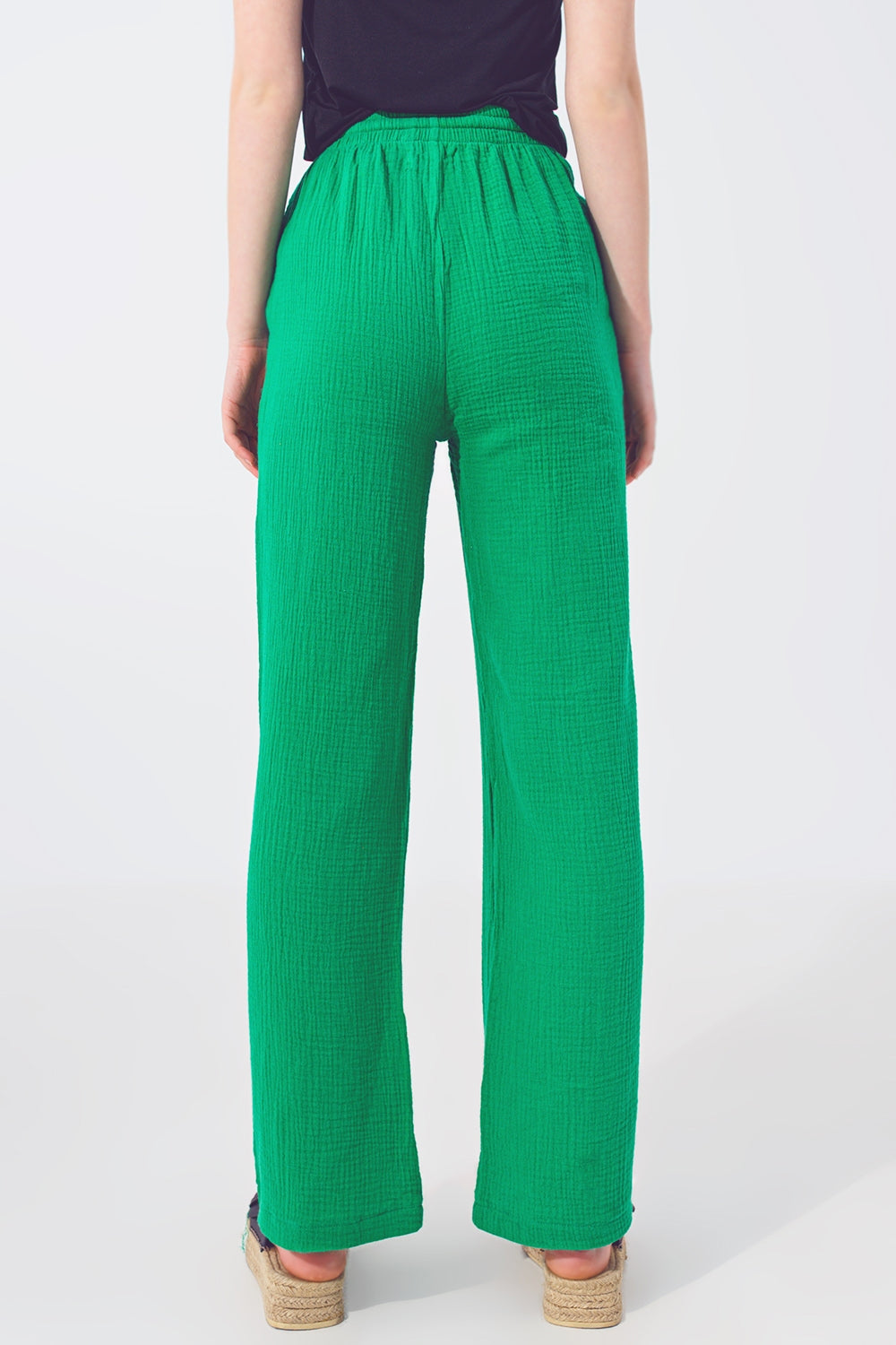 Pantalone Lungo e Strutturati di Colore Verde
