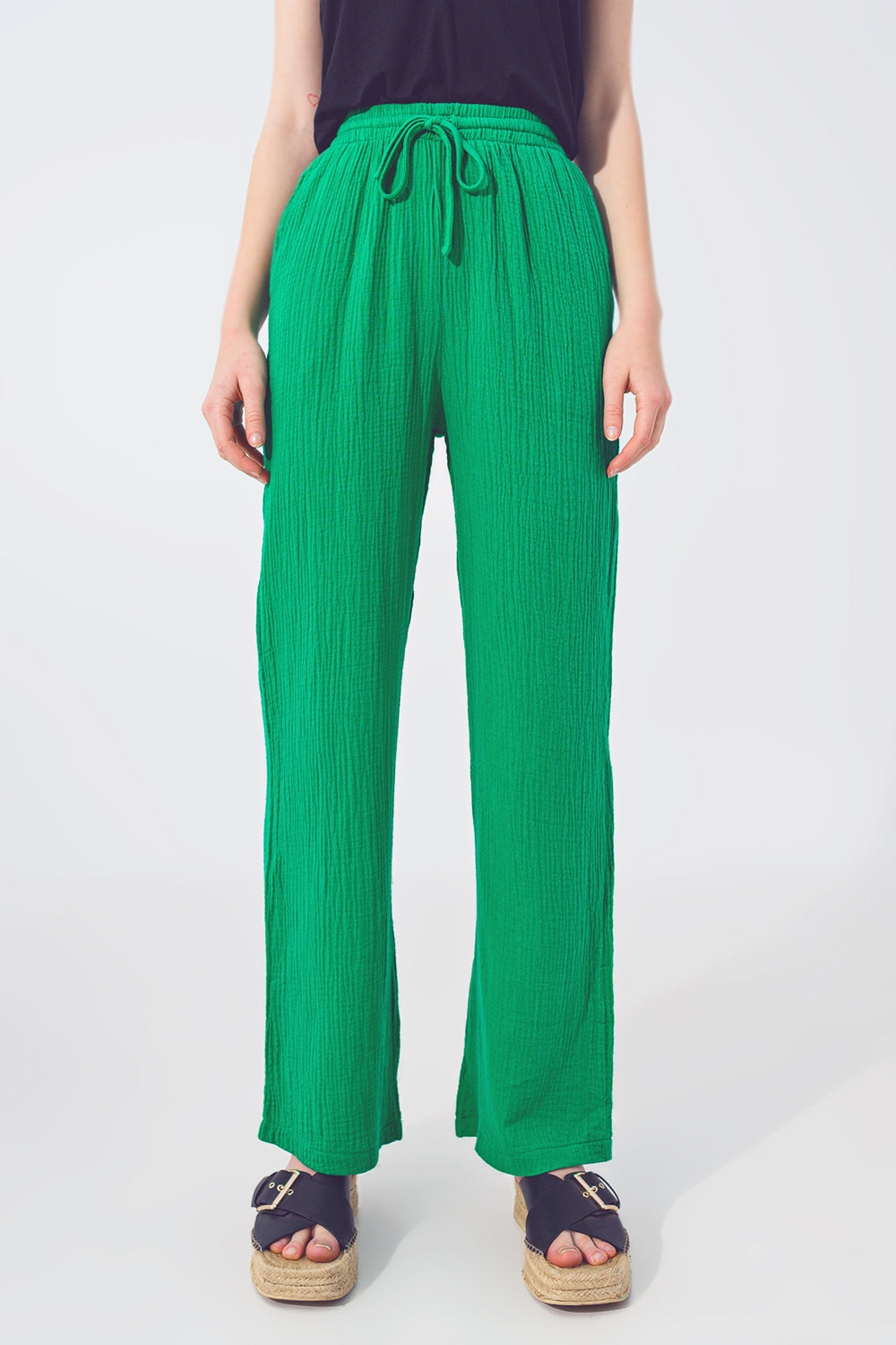 Pantalone Lungo e Strutturati di Colore Verde