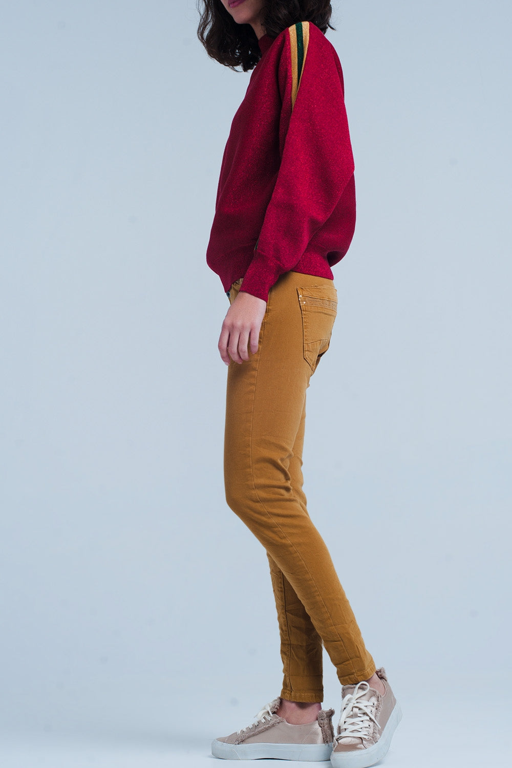Pantalone senape con paillettes