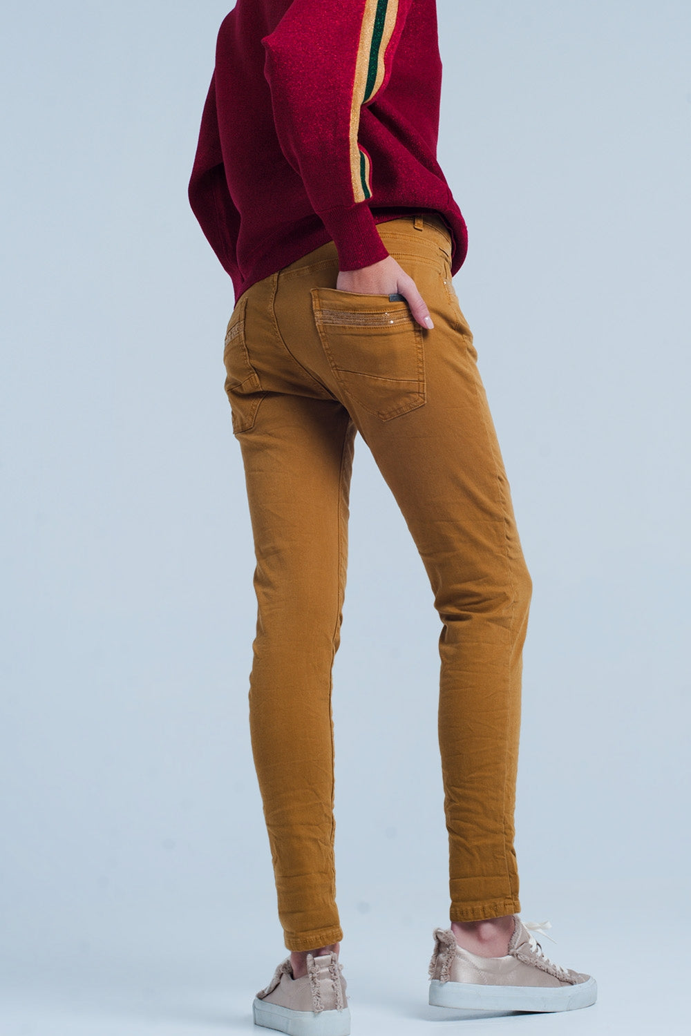 Pantalone senape con paillettes