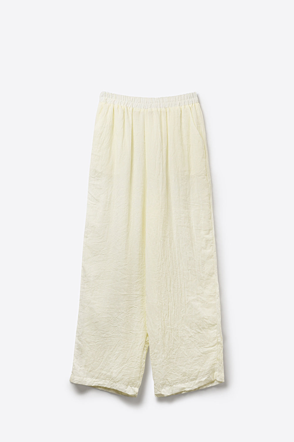 Pantaloni a Gamba Larga Color Crema con Tessuto Trasparente