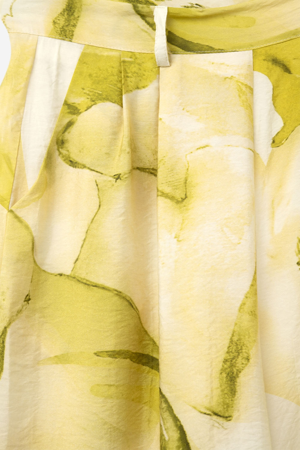 Pantaloni a gamba larga con stampa acquerello giallo