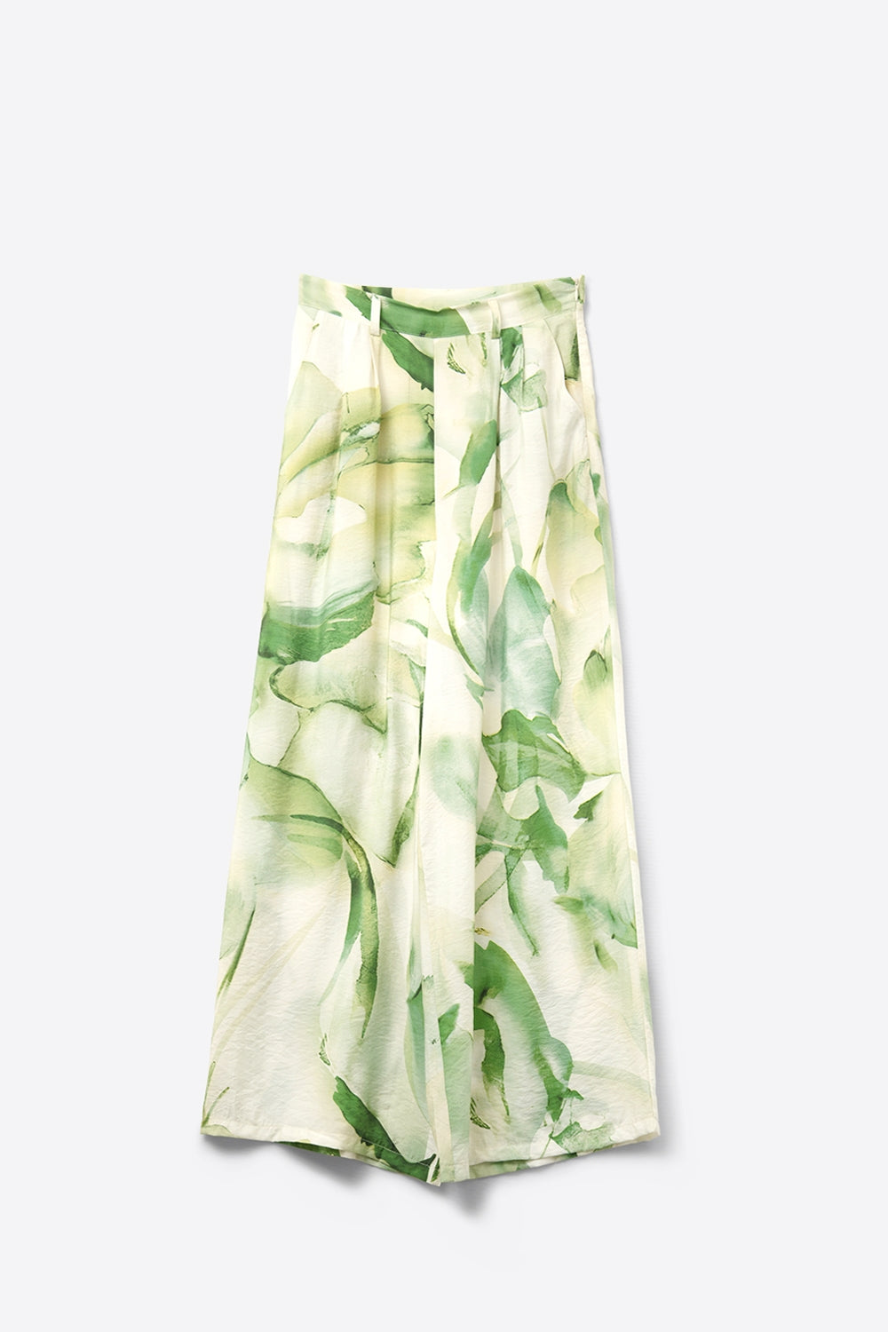 Pantaloni a gamba larga con stampa acquerello verde