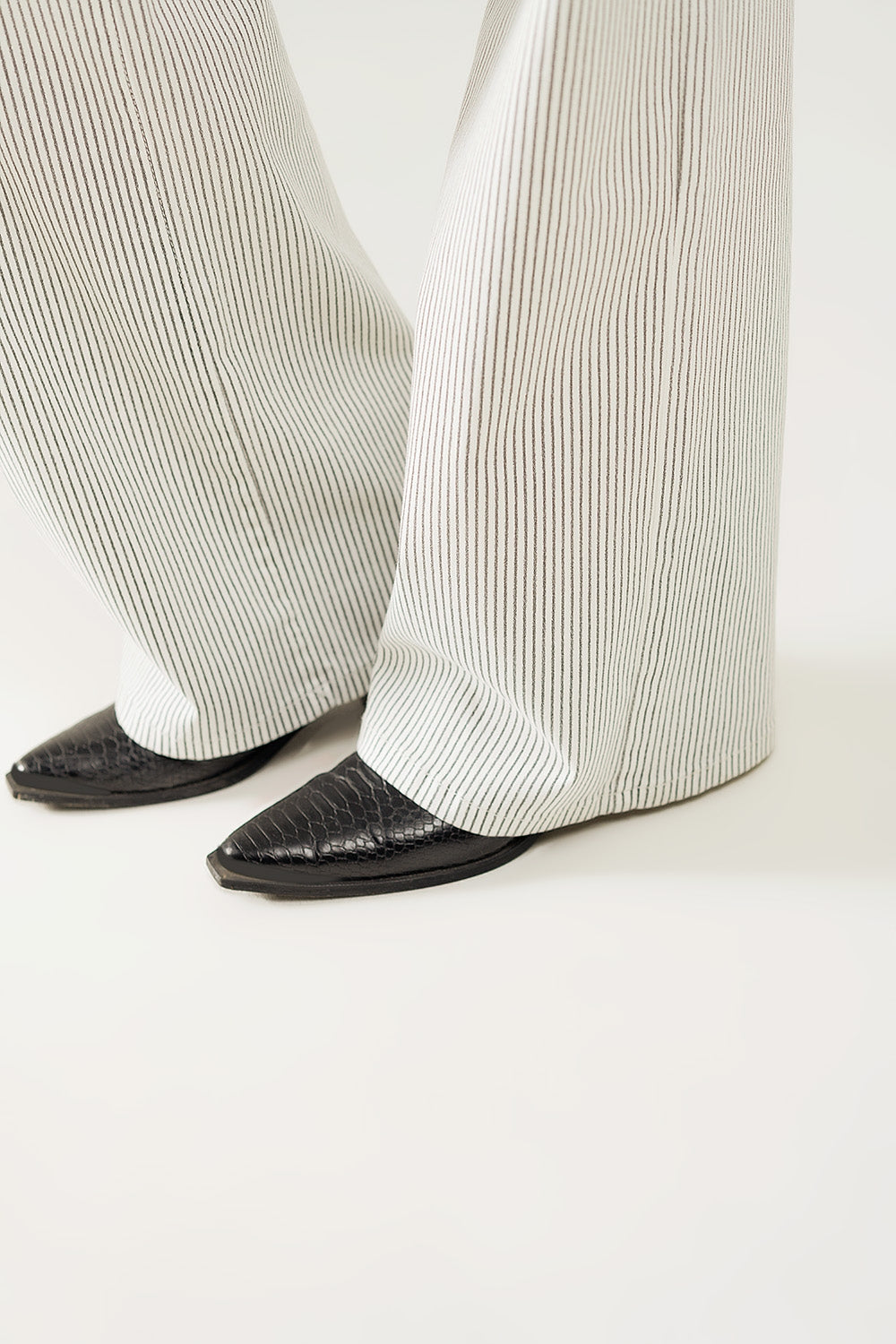 Pantaloni a righe con gamba dritta in tessuto elasticizzato