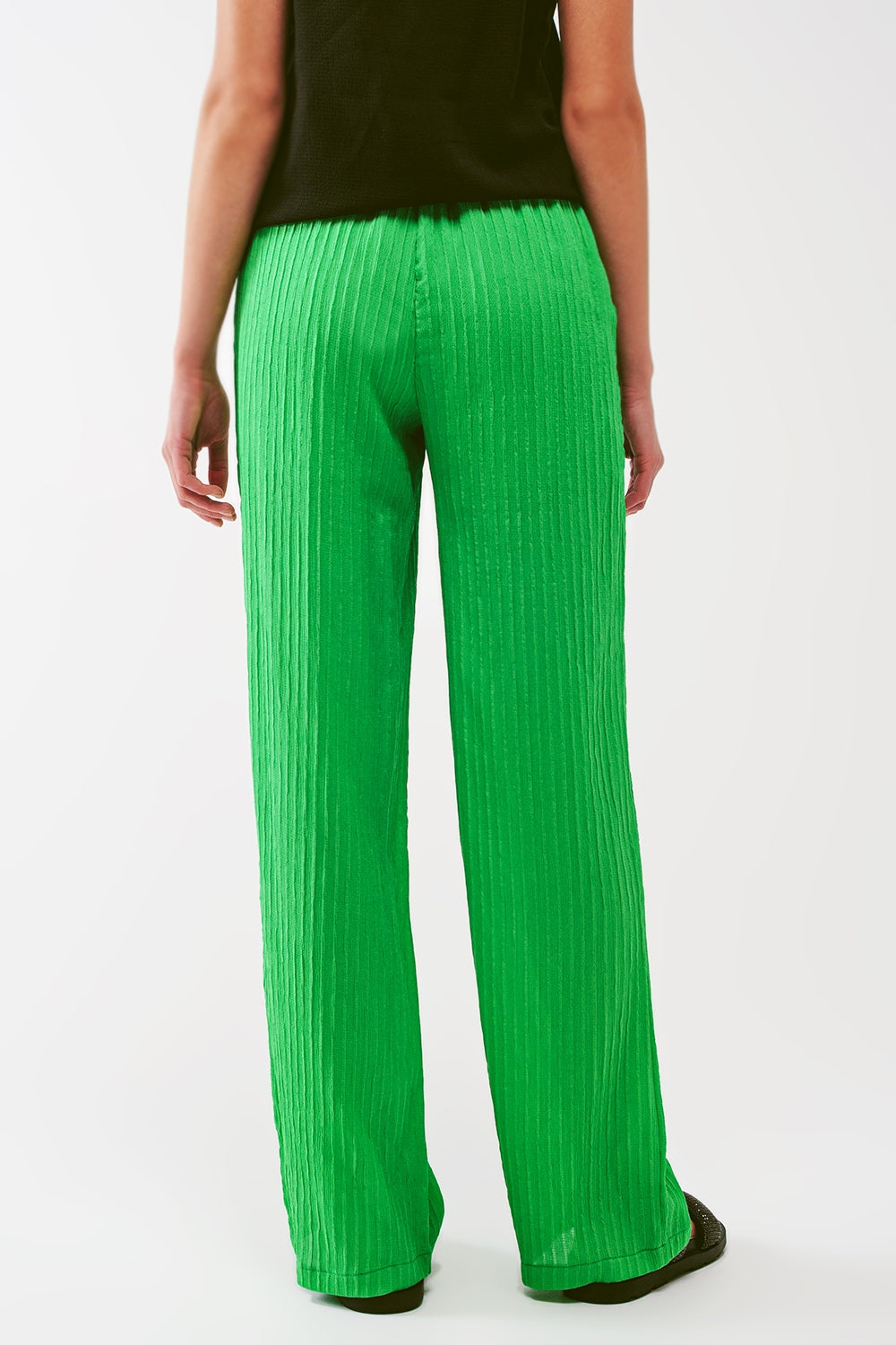 Pantaloni a righe larghi in verde