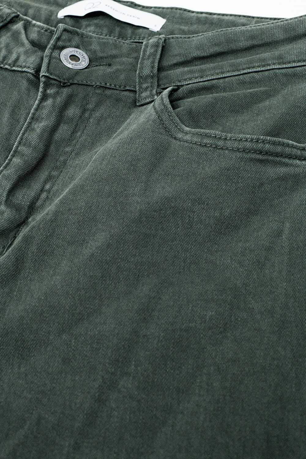 Pantaloni a vita alta verde militare a gamba larga