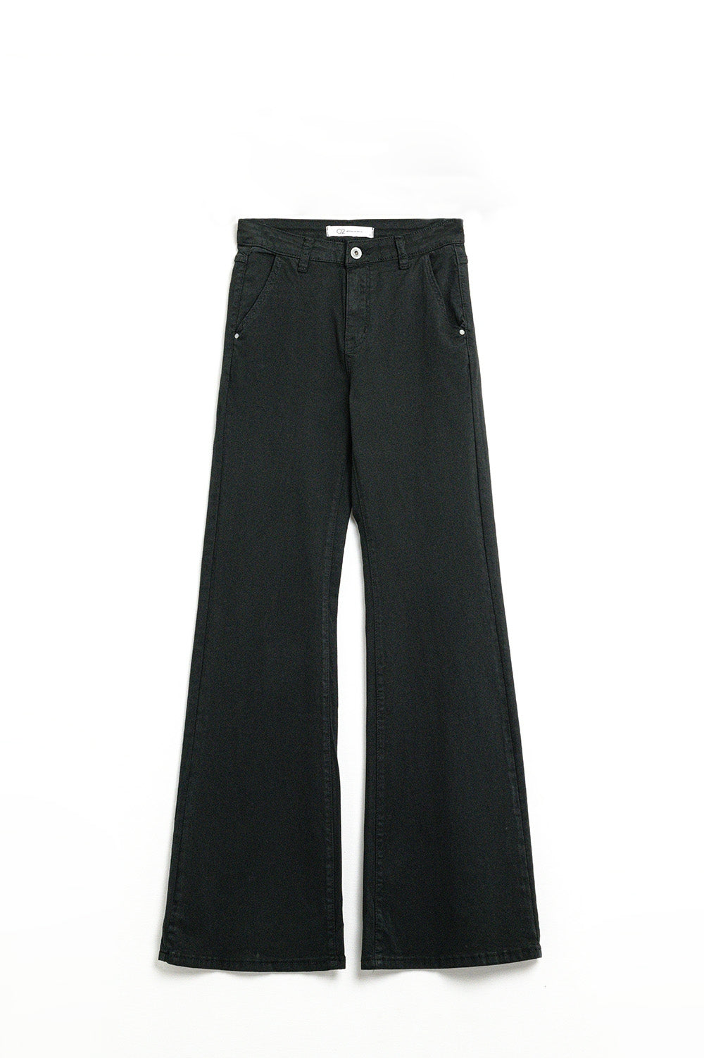 Q2 Pantaloni a Zampa Neri Elasticizzati e Comodi