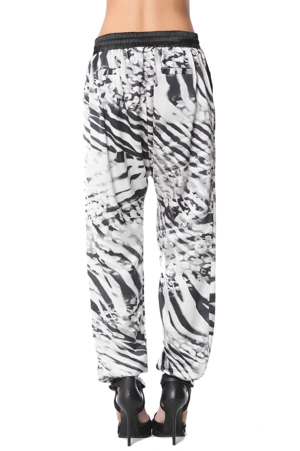 pantaloni baggy con stampa animale nero