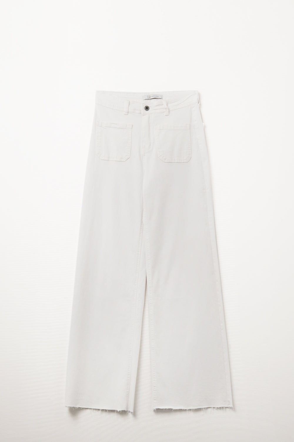 Pantaloni bianchi a gamba dritta con tasche frontali