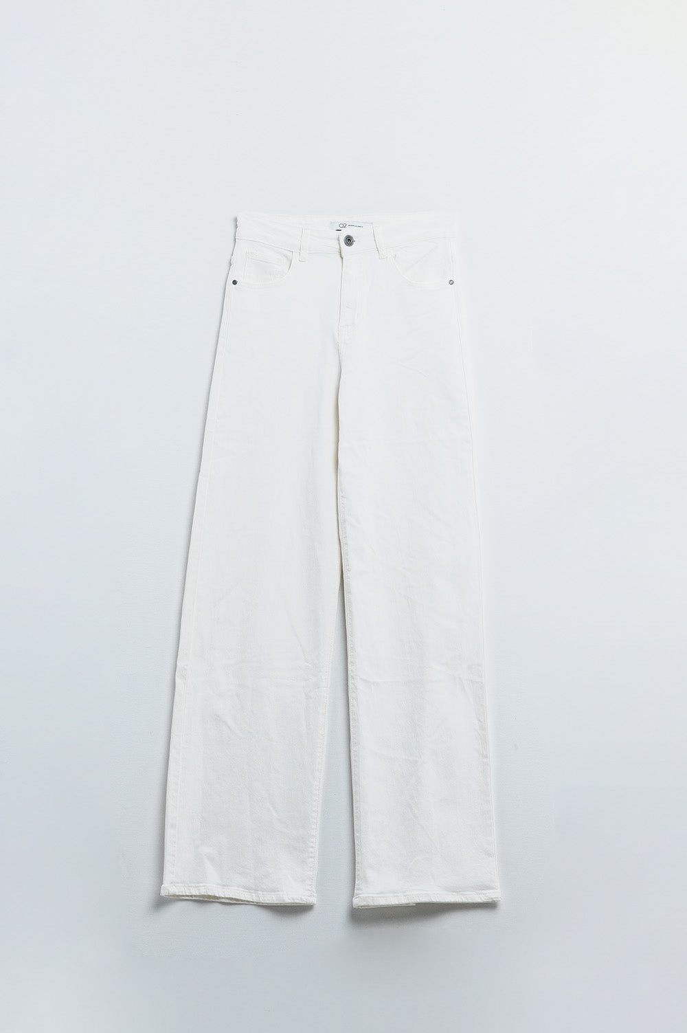 pantaloni bianchi a gamba larga a vita alta