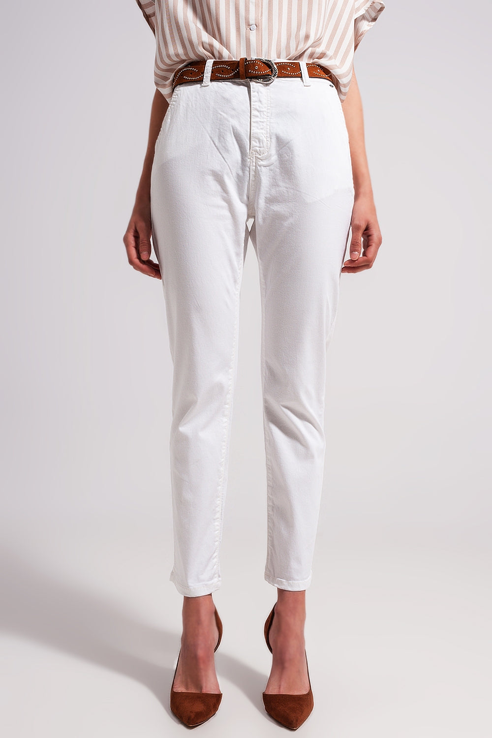Q2 Pantaloni bianchi in misto cotone
