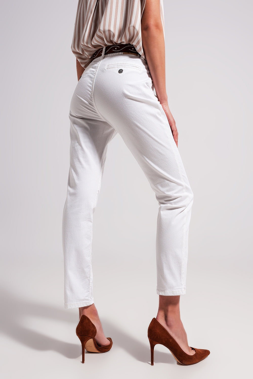 Pantaloni bianchi in misto cotone