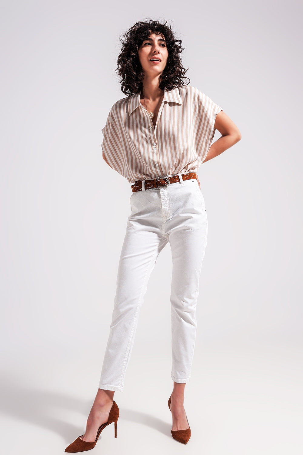 Pantaloni bianchi in misto cotone