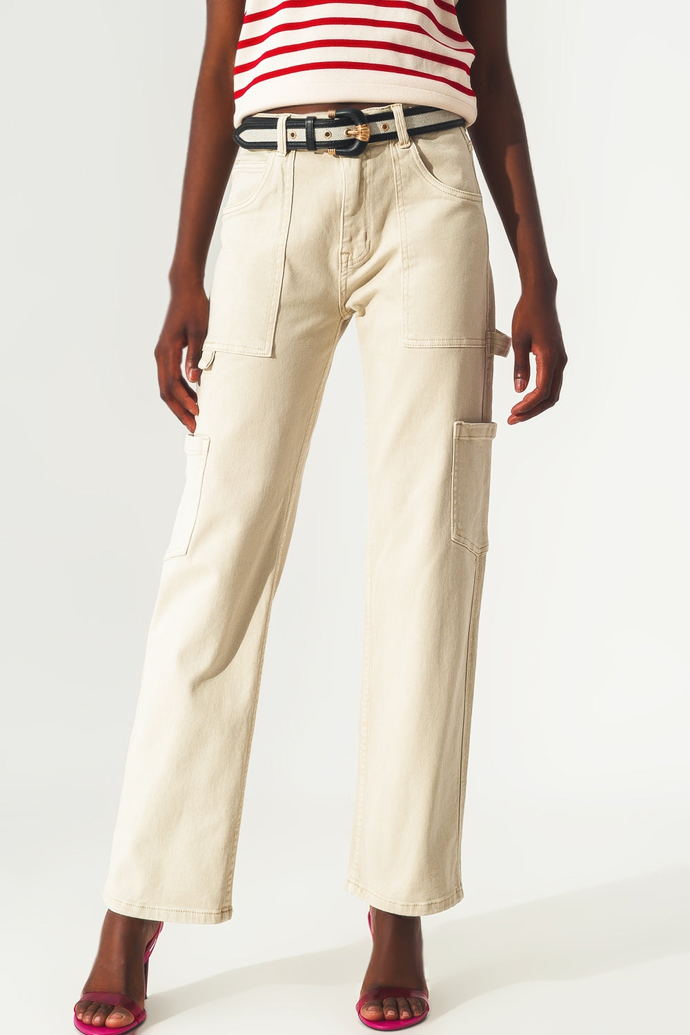 Q2 Pantaloni cargo colore beige