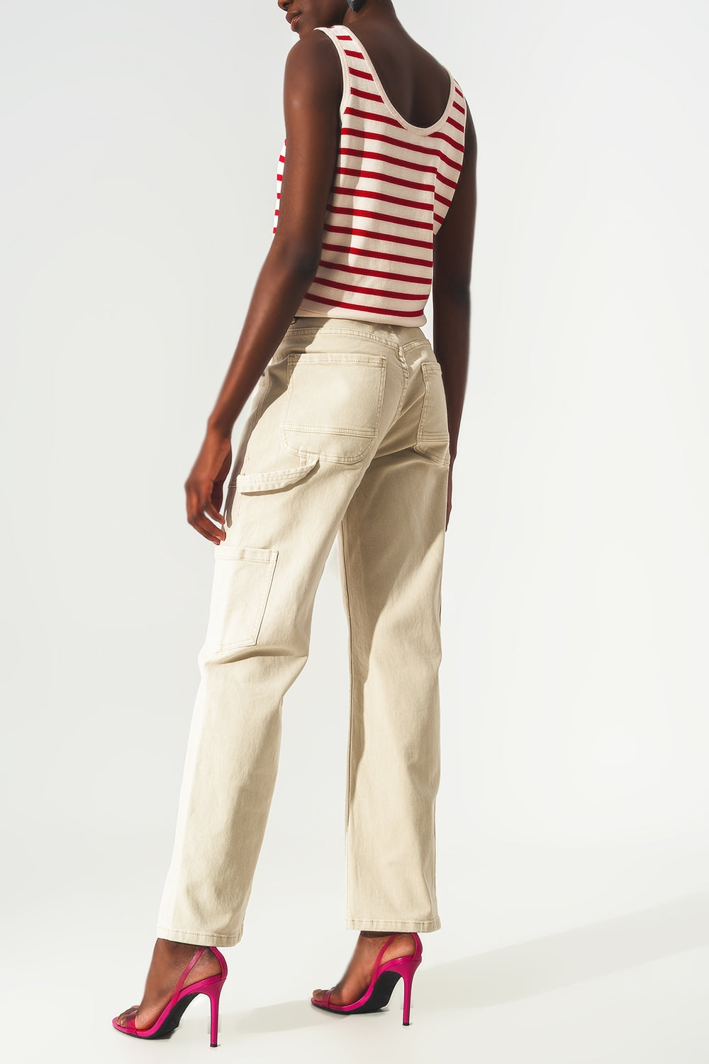 Pantaloni cargo colore beige