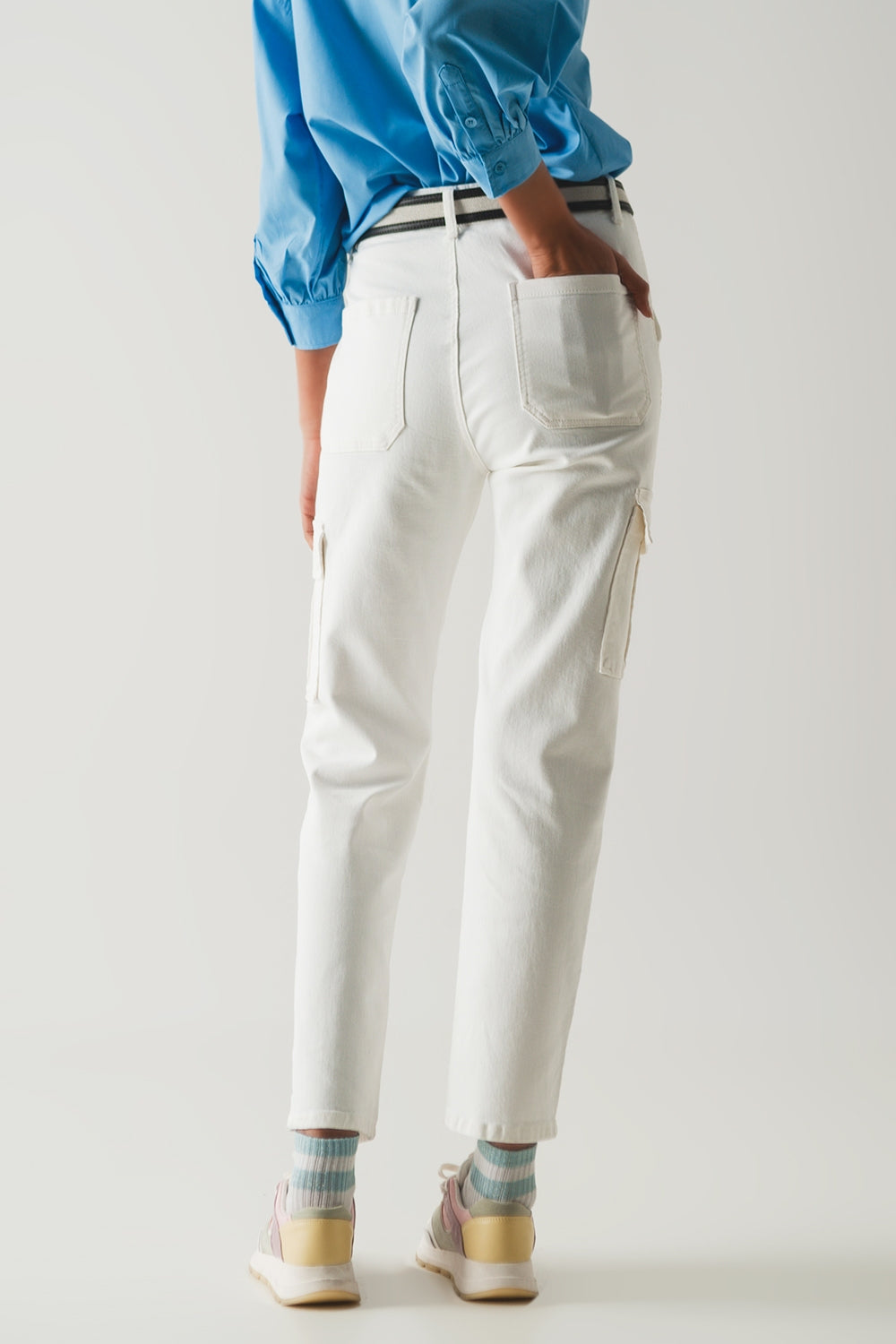 Pantaloni cargo taglio comodo bianchi
