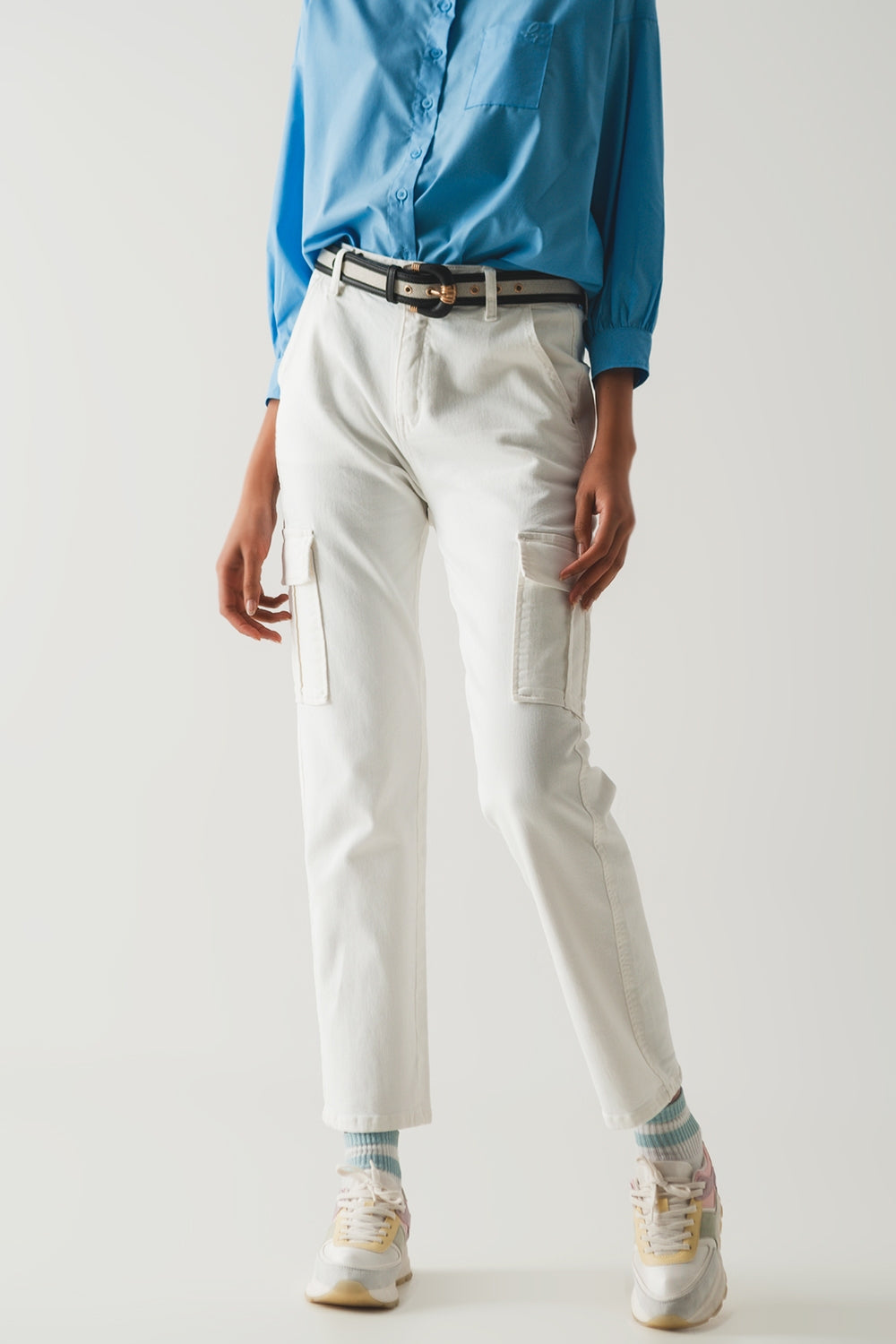 Pantaloni cargo taglio comodo bianchi