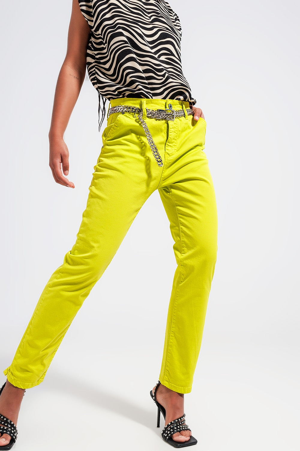 Pantaloni giallo in misto cotone