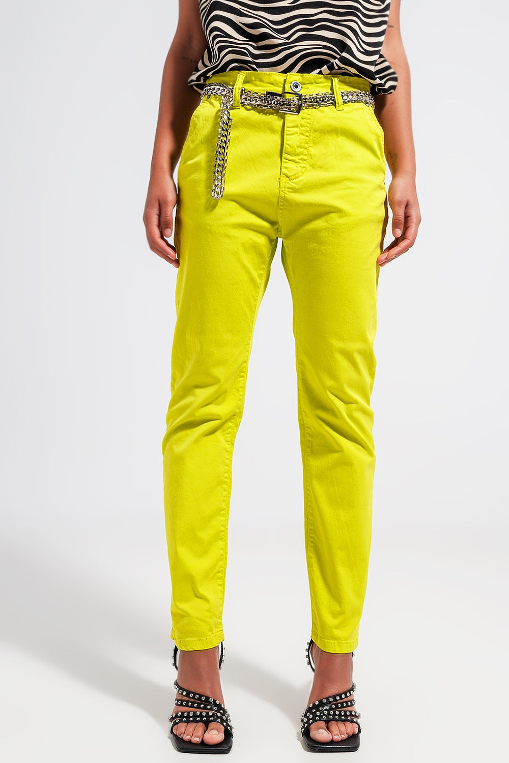 Pantaloni giallo in misto cotone