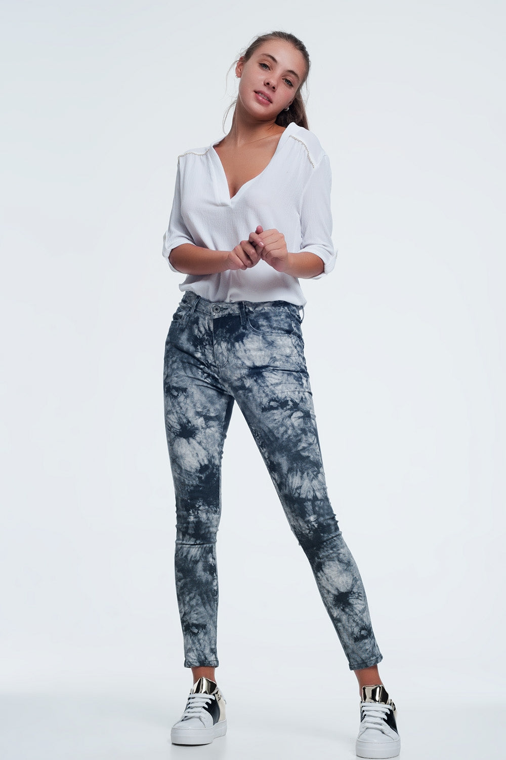 Pantaloni grigi colorati slim