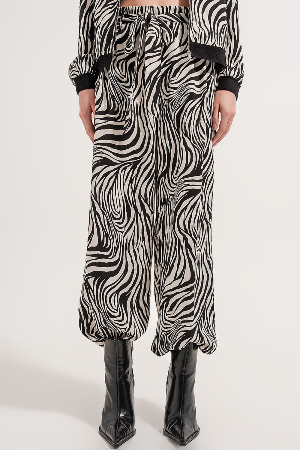 Pantaloni larghi con stampa zebrata