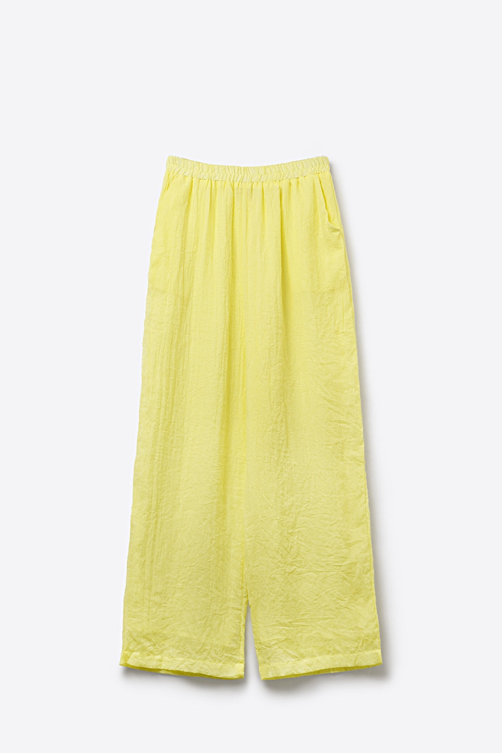 Pantaloni larghi gialli con tessuto trasparente