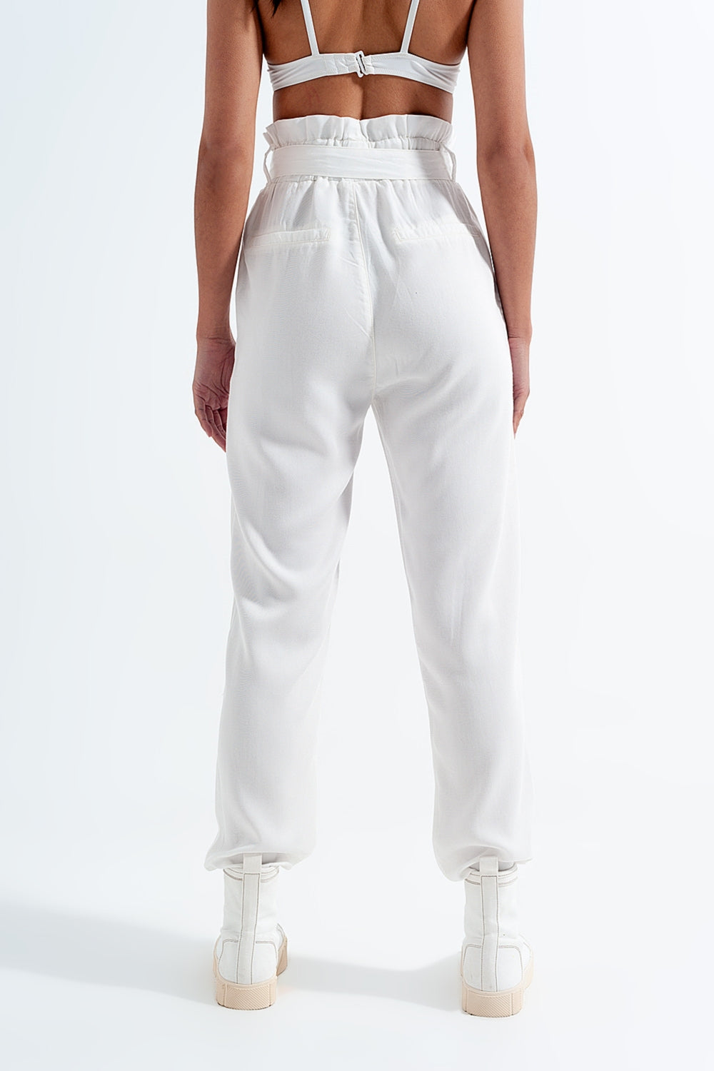 Pantaloni Leggero allacciati in vita bianco