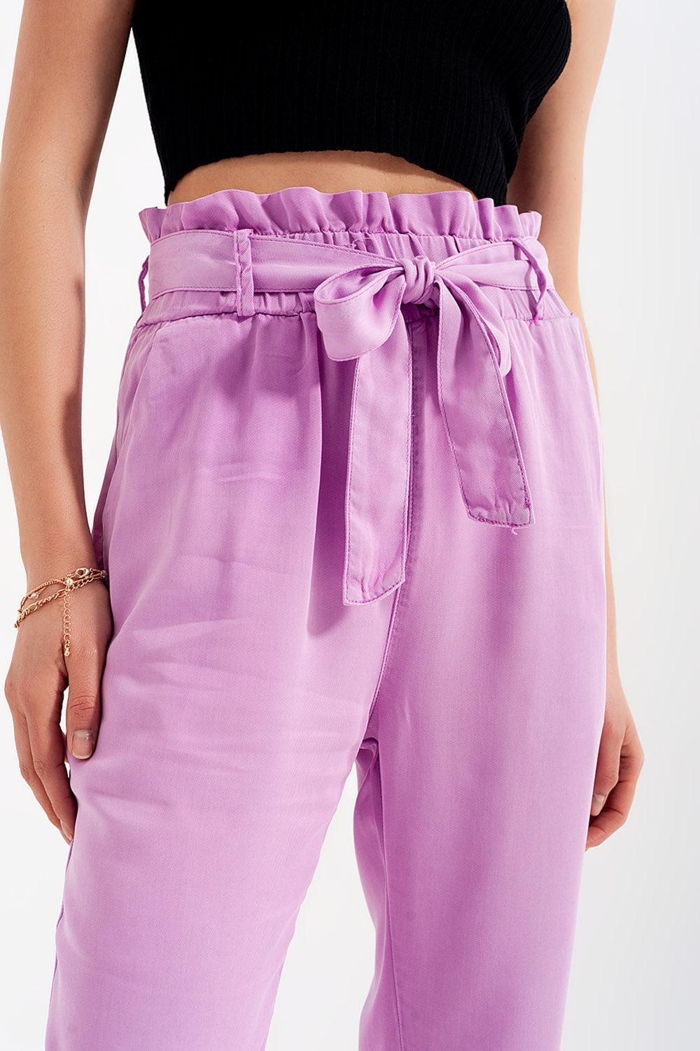 Pantaloni Leggero allacciati in vita viola
