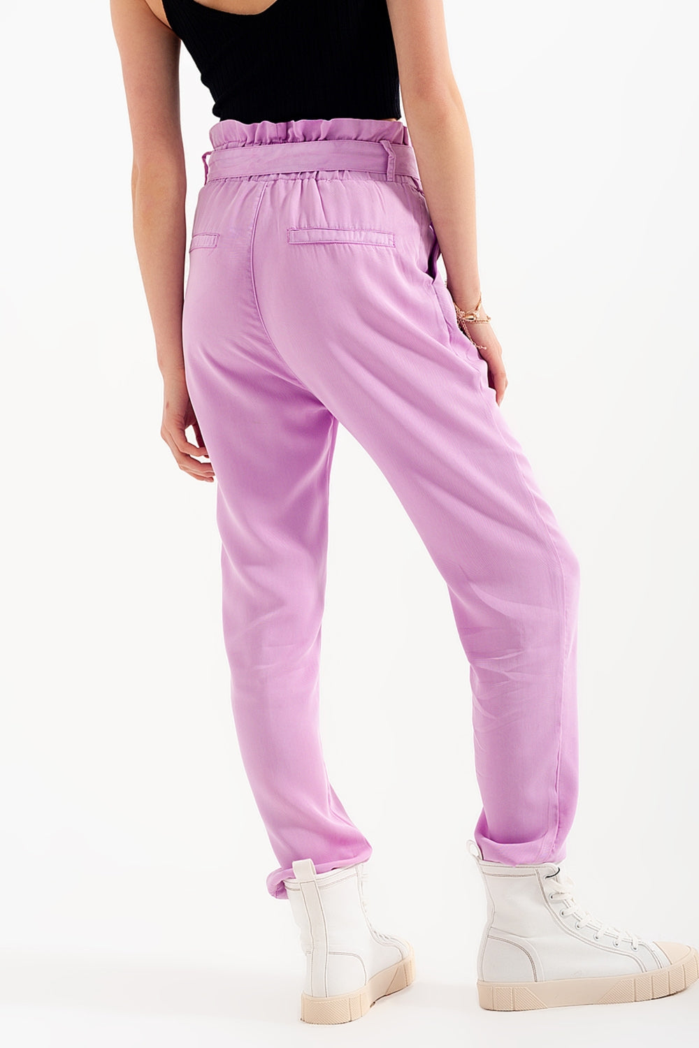 Pantaloni Leggero allacciati in vita viola