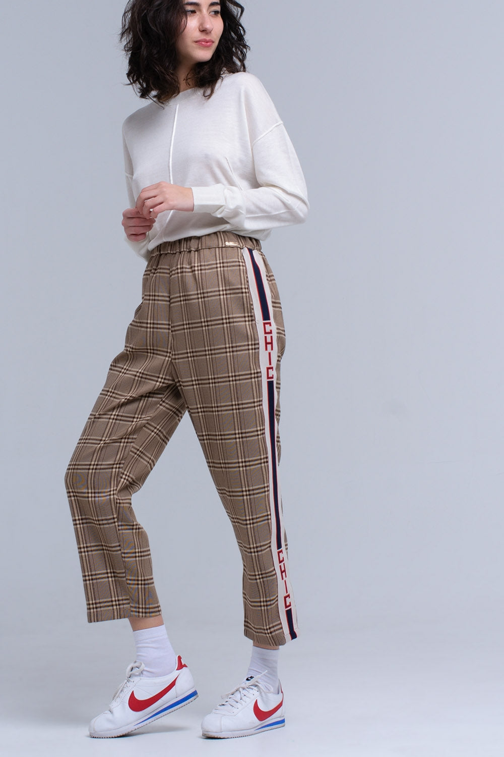 Q2 Pantaloni modello scozzese marrone