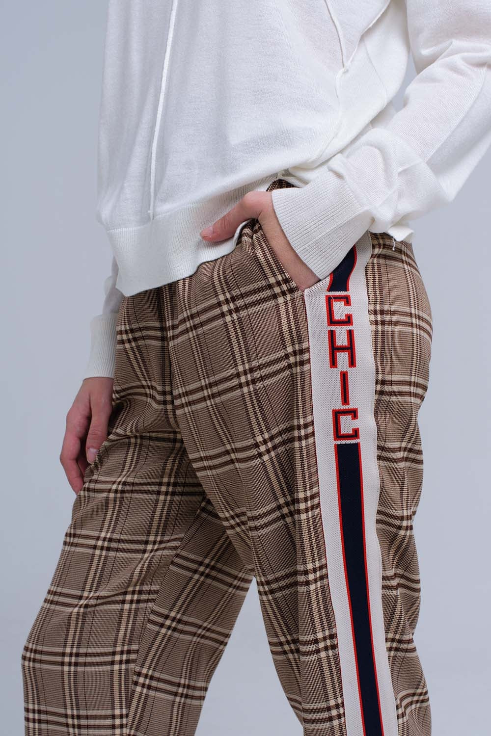 Pantaloni modello scozzese marrone