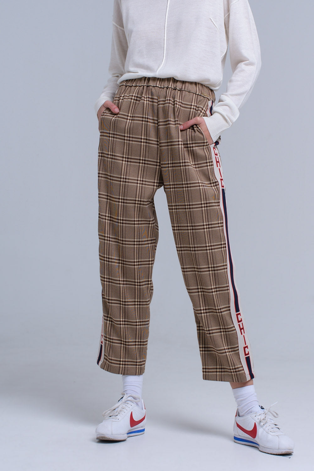 Pantaloni modello scozzese marrone