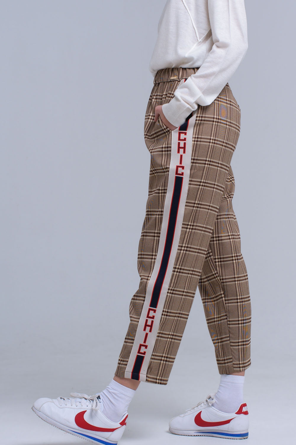 Pantaloni modello scozzese marrone