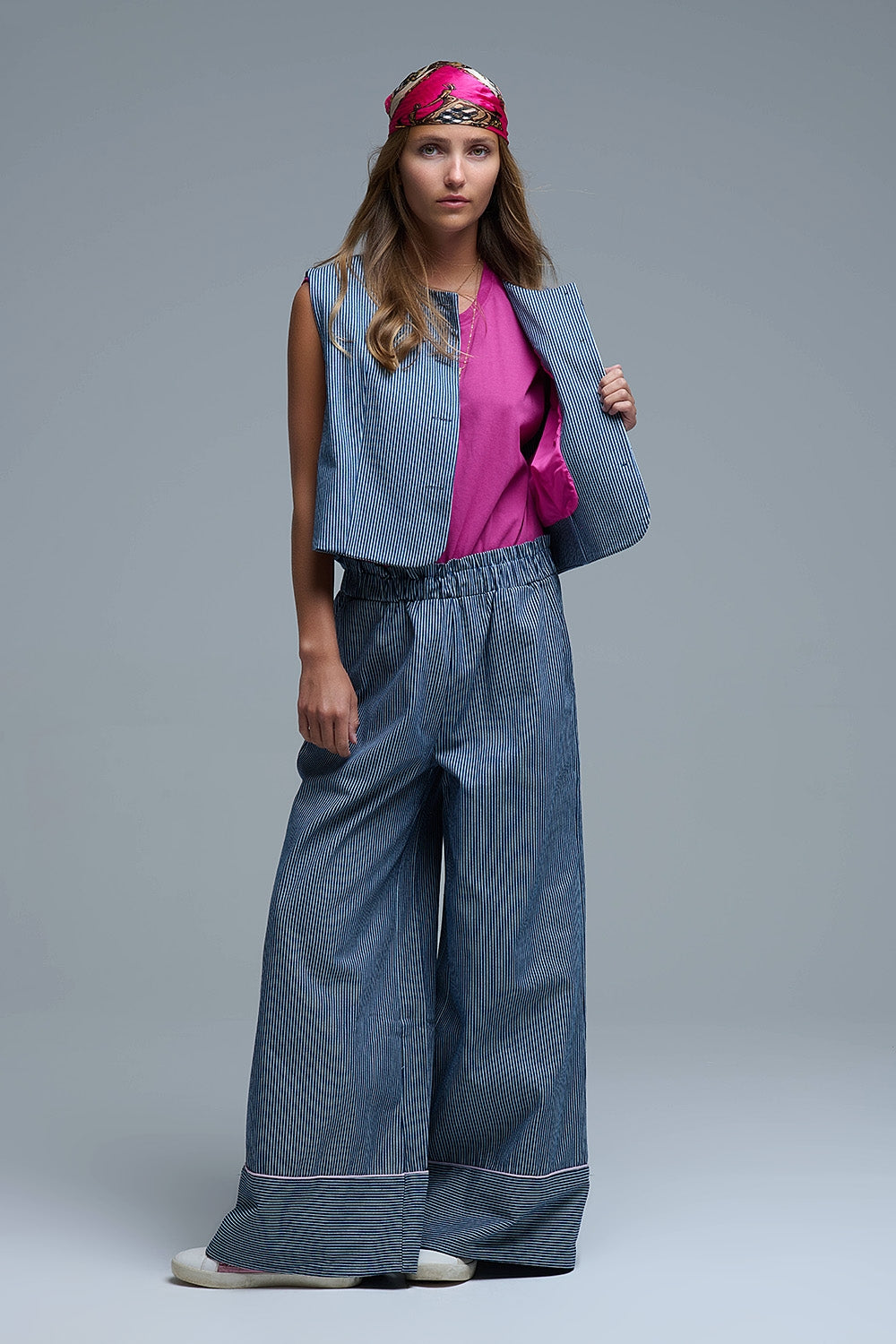 Pantaloni palazzo a righe a gamba extra larga