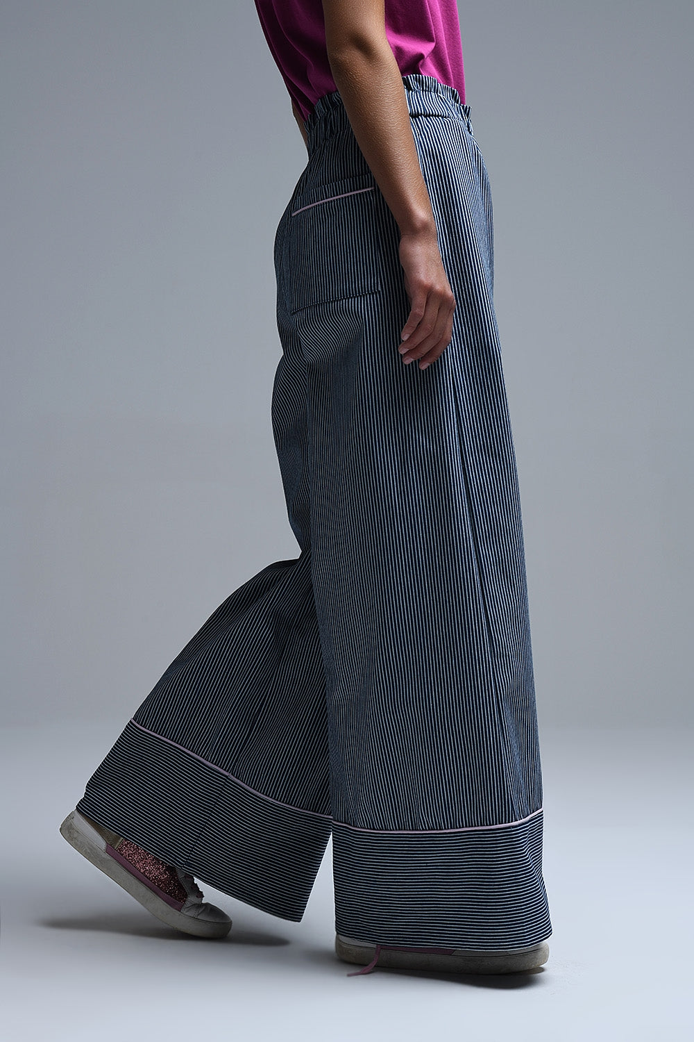 Pantaloni palazzo a righe a gamba extra larga