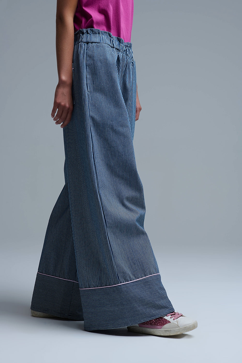 Pantaloni palazzo a righe a gamba extra larga