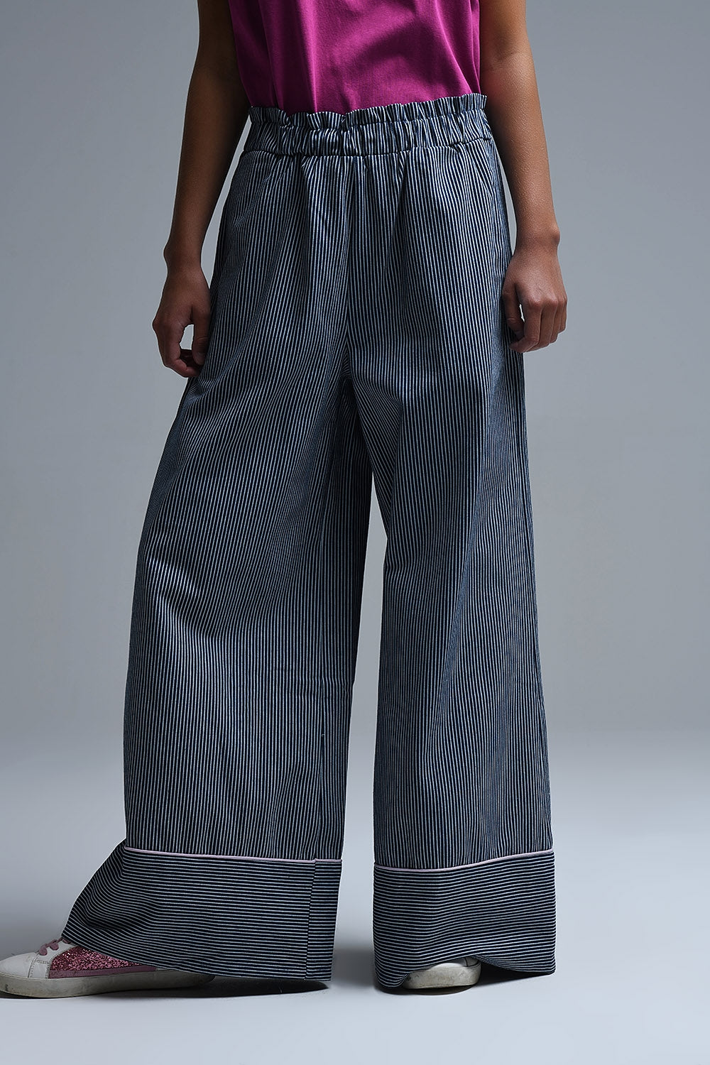 Pantaloni palazzo a righe a gamba extra larga