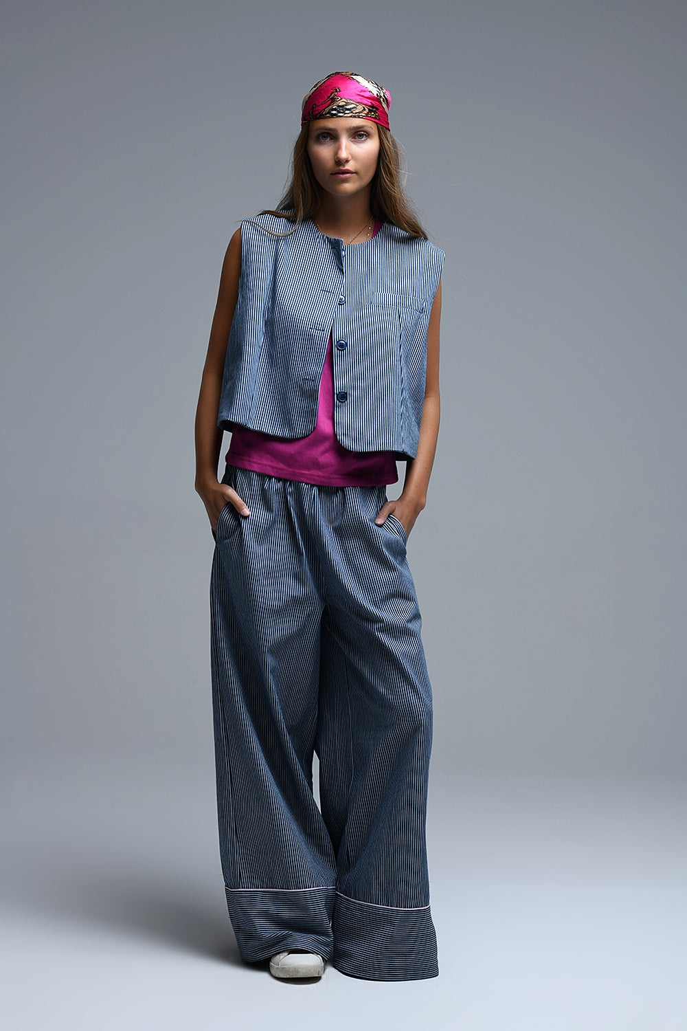 Pantaloni palazzo a righe a gamba extra larga